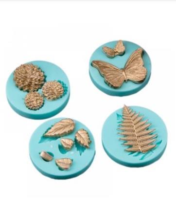 SİLİKON KALIP 4 LÜ  DESENLİ MAVİ